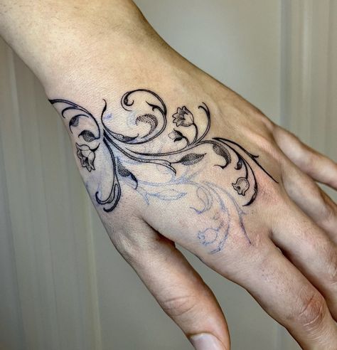 Whimsical Goth Tattoo, Flower Hand Tattoo, Kpop Tattoo, Simple Tats, 4 Tattoo, Tattoo Portfolio, Flowers Tattoo, Aesthetic Tattoo, Dream Tattoos