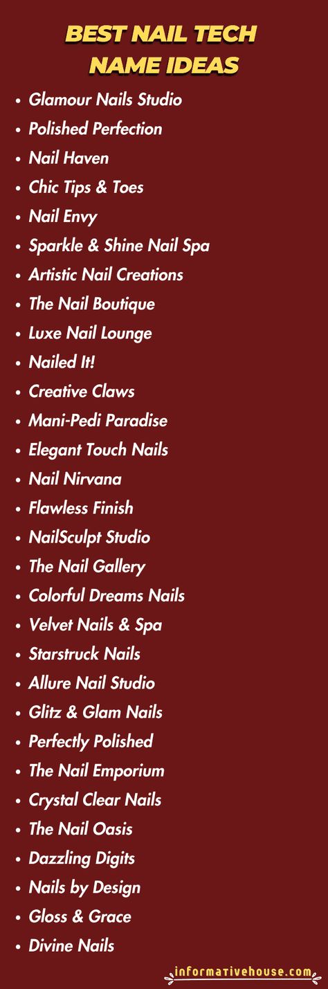 Nail Tech Name Ideas: Stand Out in the Beauty Industry! Nailart Name Ideas, What Do You Need To Start A Nail Business, Nail Art Page Names, Nail Technician Name Ideas, Nails Page Name Ideas For Instagram, Nail Tech Name Ideas For Instagram, Nail Logos Ideas Business, Logo For Nail Artist, Things Nail Techs Need