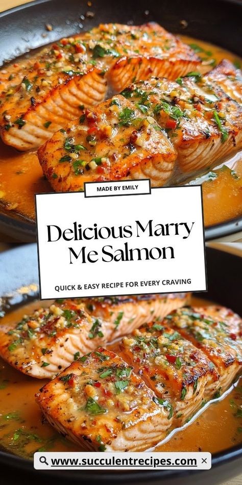 Whether it’s a date night or a celebration, Marry Me Salmon will wow your taste buds with its creamy, garlic-infused sauce and perfectly cooked salmon, creating an unforgettable experience. Salmon Dinner Recipes Baked, Best Tasting Healthy Recipes, Delicious Fish Dinner Recipes, Teriyaki Salmon Stovetop, Salmon With Roasted Tomatoes, Date Night Dinner Recipes Healthy, Mediterranean Herb Salmon, Easy Delicious Salmon Recipes, Kosher Salmon Recipes