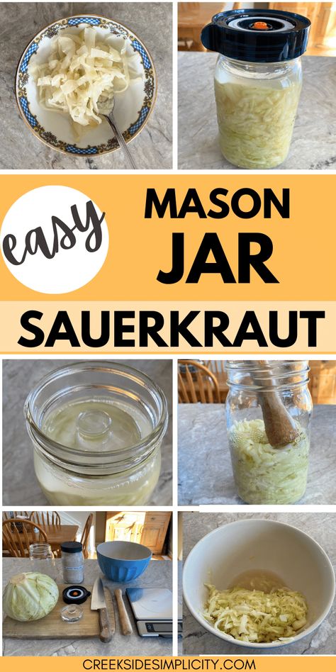 Sauerkraut is a quick and easy ferment, made with just 2 ingredients: cabbage and salt. This is the perfect sauerkraut recipe for beginners. Lots of clear photos and instructions. Homemade Sourkraut, Fermented Sauerkraut Recipes, Fermented Condiments, Canning Sauerkraut, Easy Sauerkraut Recipe, Making Sauerkraut, Fermented Sauerkraut, Sauerkraut Recipe, Homemade Sauerkraut