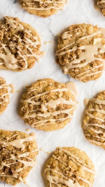 Apple Crisp Cookies, Apple Crisp Cheesecake, Crisp Cookies, Sour Cream Sugar Cookies, Apple Glaze, Pumpkin Treats, Crazy Cookies, Fruit Crisp, Apple Cookies