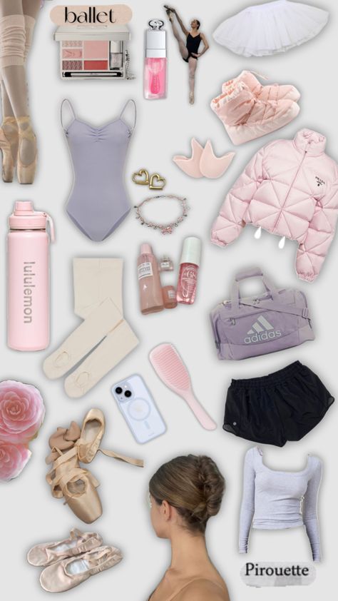 Ballet Recital Aesthetic, Ballet Essentials Dance Bags, Dancer Must Haves, Dance Class Outfit Contemporary, Ballet Must Haves, Ballerina Essentials, Off Duty Ballerina Aesthetic, Ballet Wishlist, Ballet Warm Up Clothes