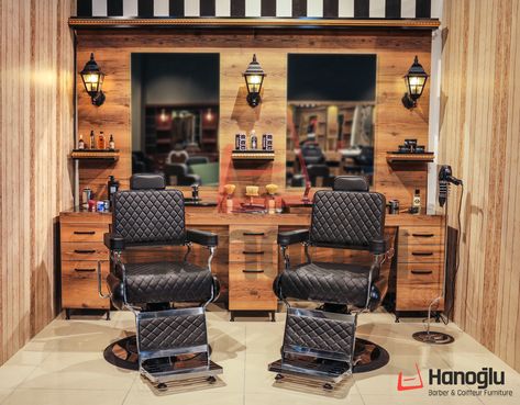 Barber Shop Wood Decor, Barbershop Decor, Barber Equipment, Salon Hair Color, Barbershop Design, Shampoo Chair, Barber Shop Decor, Salon Suites, Salon Interior Design