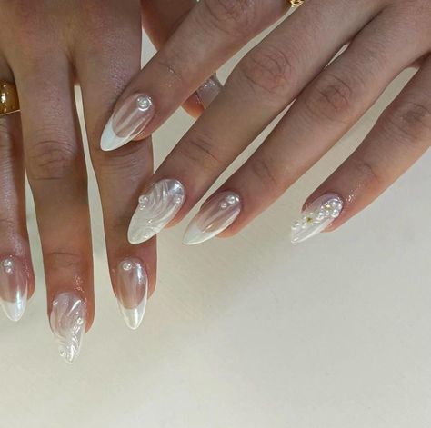 3d Pearl White French Nails /custom Press on Nails/ Hand Made Press on Nails/faux Acrylic Nails/ Gel Nails/press on Nail - Etsy White Chrome Nails, White French Nails, Engagement Nails, Nails Gel Nails, Custom Press On Nails, Nail Prep, French Tip Acrylic Nails, Pearl Nails, White Nail Designs