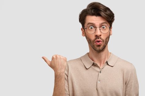 Shocked bearded man with stupefied expre... | Free Photo #Freepik #freephoto #shocked-man #shocked-face #shock #man-looking Shoking Face, Shocked Person, Excited Person, Thumbnail Poses, Shocking Face, Confused Images, Model Poster, Excited Face, Male Pictures