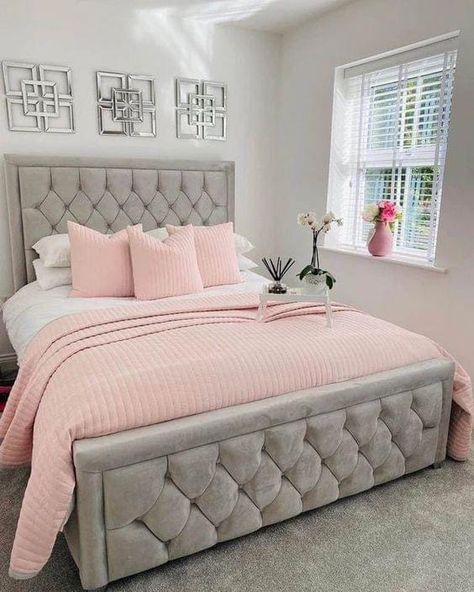 Beautiful Bed Designs, Grey Bedroom Decor, Luxury Room Bedroom, Classy Bedroom, Redecorate Bedroom, Luxury Rooms, White Room, Room Makeover Bedroom, Dream Room Inspiration