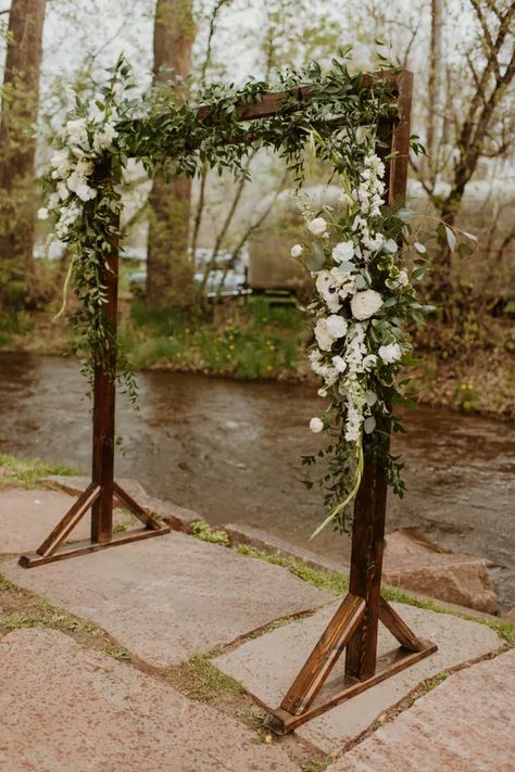 A Minimal Meets Rustic Wedding in Colorado Infused with Personal Touches Wooden Wedding Arch, Wedding Ceremony Design, Wooden Wedding Arches, Wedding Arch Ideas, Wedding Arches Outdoors, Wedding In Colorado, Wedding Arch Rustic, Arch Ideas, Dream Wedding Decorations