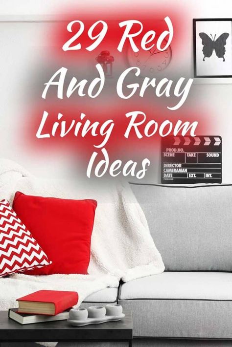 Red and gray living room ideas you will love. Article by HomeDecorBliss.com #HDB #HomeDecorBliss #homedecor #homedecorideas #throwpillows Red Sofa Living Room Curtains, Red And Gray Living Room Decor, Gray And Red Living Room Decor Ideas, Red Sofa Decorating Color Schemes, Grey And Red Living Room Ideas, Red And Black Living Room Ideas, Red Sofa Living Room Color Schemes, Gray And Red Living Room, Christmas Curtains Living Room Ideas