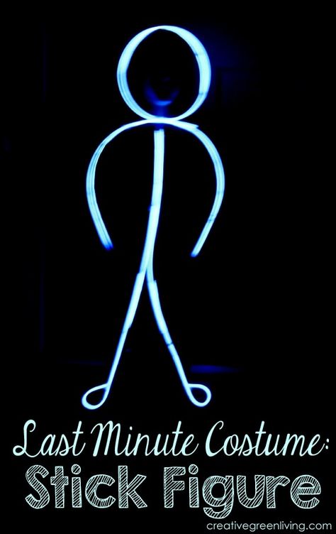 Stick Person Costume, Diy Kid Halloween Costumes, Stick Figure Halloween Costume, Stick Man Costume, Glow Stick Ideas, Easy Last Minute Halloween Costume, Inexpensive Halloween Costumes, Stick Figure Costume, Kid Halloween Costumes