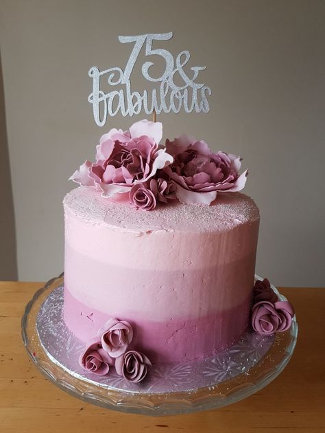 75th birthday cake Gum paste flowers Cakes For 75th Birthday Mom, 75 And Fabulous Birthday Cake, 75 Th Birthday Cake Designs, Cake 75th Birthday For Women, Birthday Cake 75 Year Old, 75 Cake Birthday, 75th Bday Cake, 75th Birthday Ideas For Mom Cake, 75 Birthday Cake For Women