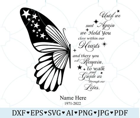 Rest In Peace Tattoos Ideas, Grandmother Tattoo In Memory, Memorial Tattoo Quotes, Butterfly Memorial, Memorial Poster, Rest In, Memorial Svg, Memorial Decals, Svg Butterfly