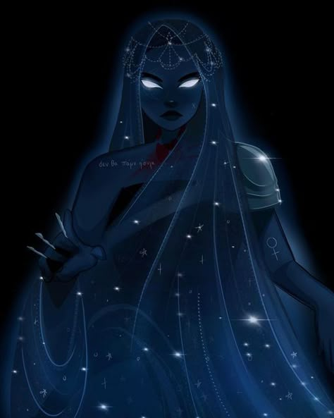 Nyx Goddess Art Anime, Night Goddess Art, Nyx Goddess Art, Greek Character Art, God As A Woman, Night Character Design, God Of Stars, Angry Goddess, Nyx Art