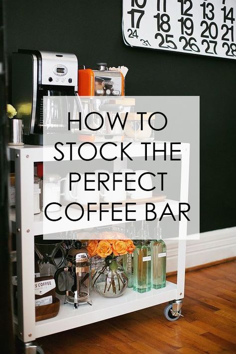 Stocking A Coffee Bar, What Do You Need For A Coffee Bar, Items For Coffee Bar, Coffee Bar Items Needed, Work Office Coffee Station, Coffee Bar Essentials List, How To Make A Coffee Bar, Coffee Cabinet Organization, Coffee Bar Organization Ideas