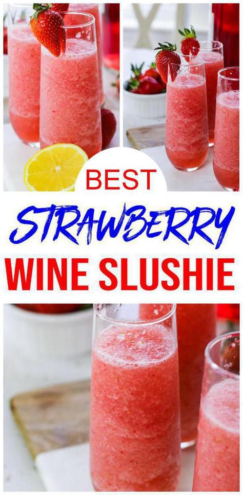 Frose Recipe Easy, Strawberry Alcohol, Frose Recipe, Wine Slushie Recipe, Drinks Alcohol Recipes Easy, Frosé Recipe, Alcoholic Drinks Recipes, Wine Slush, Wine Slushies