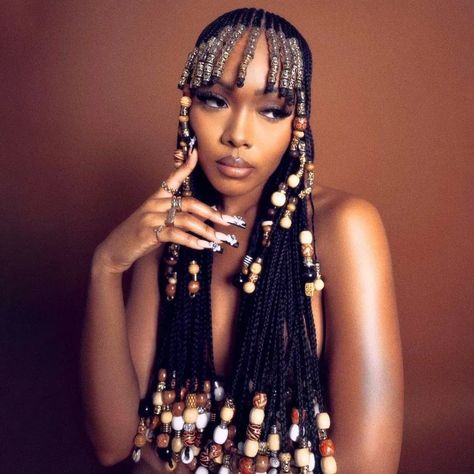 Beyonce Cornrows, Beaded Cornrows, Unique Hairstyles For Black Women, Braids And Bangs, Cornrows With Beads, Braids And Beads, Elegant Hairstyle, Unique Braids, Braided Bangs