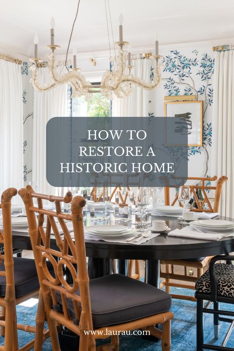 Restoring a historic home is much like renovating any other house. Many historic home restoration steps one must undertake are quite similar. In both, one must determine project scope, meet with an architect, consult a structural engineer, apply for permits and repair damage. Head over to our blog to learn all about what it takes to restore a historic home without too many headaches. Historical House Interior, Historic Dining Room Ideas, 1800s Home Interior, Modernize Old Home, 1900s House Interior Design, Historical Homes Interior, Historical Home Renovation, Historic Home Decor, 1900s House