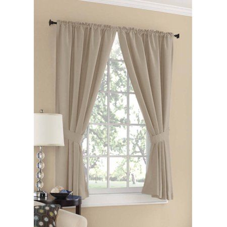 Mainstays Microfiber Window Curtain Collection - Walmart.com Living Room Small Window Curtains, Room Decor Bedroom Curtains, Bedroom Short Curtains, Small Window Curtains Ideas, Curtains Short Windows, Small Room Curtain Ideas, One Window Curtain Ideas, Curtain Small Window Bedroom, Small Room Curtains