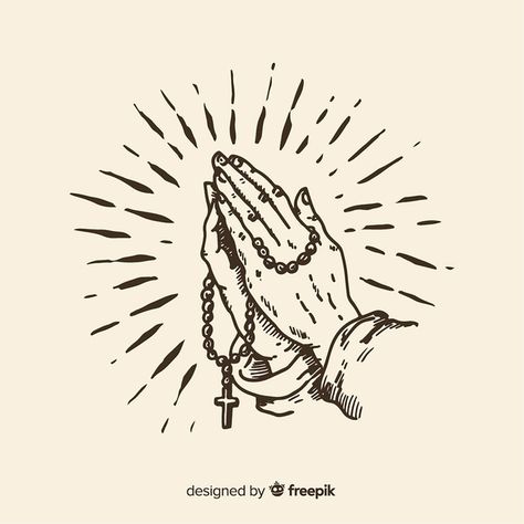 Hands Praying Drawing, Hands Praying, 8 Tattoo, Faith Over Fear Tattoo, Praying Hands Drawing, Prayer Hands Tattoo, Praying Hands With Rosary, Pray Tattoo, Praying Hands Tattoo Design