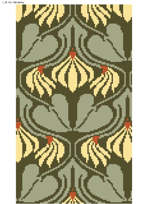 Art Nouveau Knitting Pattern, Art Deco Cross Stitch, Art Nouveau Cross Stitch, Patchwork Afghan, Knitted Patchwork, Rome Art, Art Nouveau Pattern, Art Deco Movement, Crochet Weaves