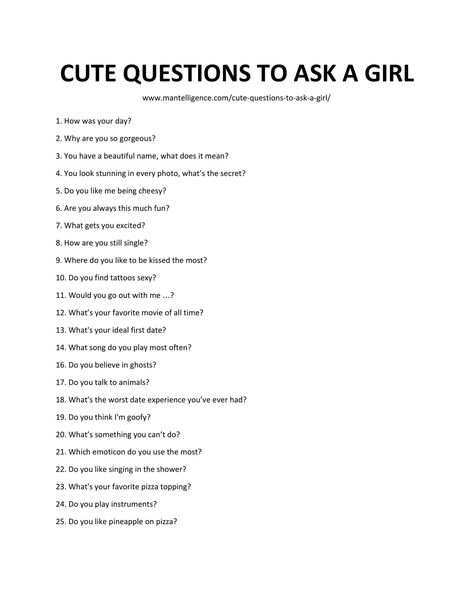 Cute Questions To Ask A Girl Things To Talk To Your Girlfriend About, Topics To Talk About With Your Girlfriend, Topics To Talk With Your Girlfriend, Compliment For Girlfriend, Interesting Questions To Ask A Girl, Funny Questions To Ask A Girl, Flirty Lines For Girlfriend, Punch Lines For Him, Flirty Questions To Ask Your Girlfriend