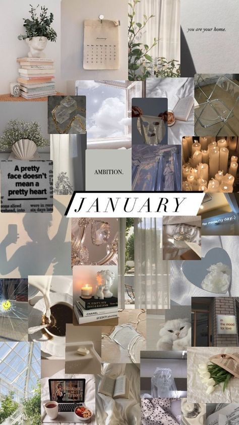 Wallpaper Backgrounds For January, January Vision Board Wallpaper, Iphone Wallpaper Aesthetic January, Monthly Aesthetic Wallpaper, January Iphone Aesthetic, January Themed Wallpaper, New Year Collage Wallpaper, January Widget Ideas, Janurary Wallpaper