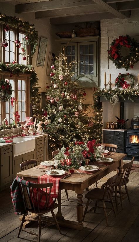 Natal Country, Christmas Dreaming, Cozy Christmas Decor, Cottage Christmas, Christmas Interiors, Christmas Feeling, Warm Christmas, Christmas Home Decor, Farmhouse Christmas Decor