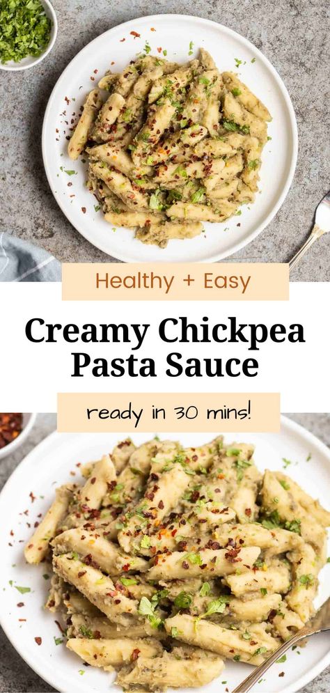 Pasta With Chick Pea Cream Sauce, Pasta With Chickpea Cream Sauce, Chickpea Sauce For Pasta, Chickpea Pasta Sauce, Chick Pea Pasta Recipe, Creamy Chickpea Pasta, Chickpea Sauce, Vegan Groceries, Creamy Chickpea