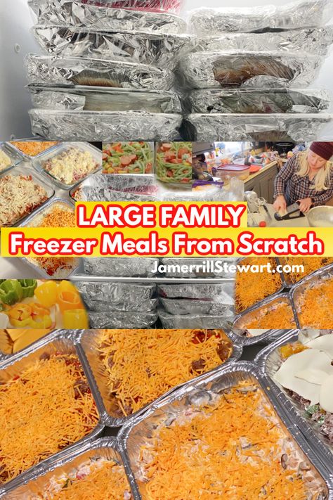 Large Family Freezer Meals from Scratch - I Made 18! Family Freezer Meals, Batch Cooking Freezer, Low Carb Freezer Meals, Oven Bakes, Large Family Table, Freezer Meal Recipes, Meals From Scratch, Family Freezer, Low Budget Meals