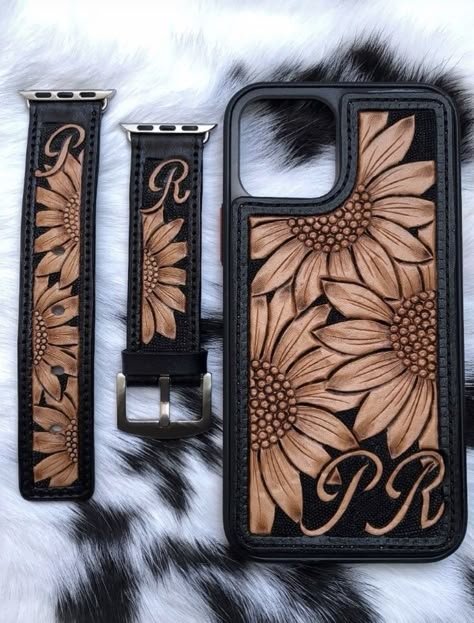 Cowgirl Apple Watch Band, Leather Tooled Apple Watch Band, Tooled Apple Watch Bands, Custom Leather Horse Tack, Tooled Leather Phone Case Western, Tooled Leather Apple Watch Band, Leather Tooling Ideas, Leather Carving Patterns Free, Leather Tooling Patterns Printable