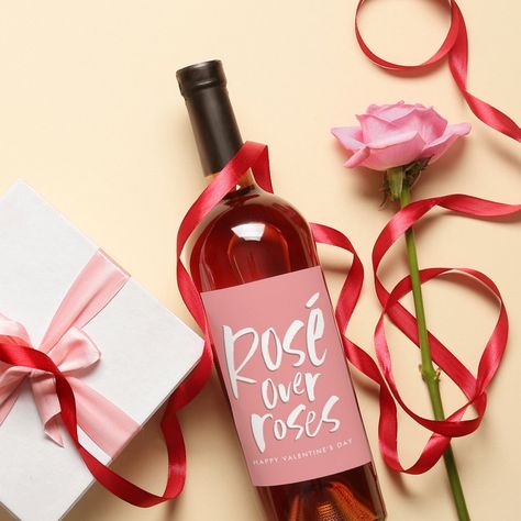 Wine Valentines Day, Rose Wine Bottle, Wine Gift Box Ideas Valentines Day, Wine For Valentines Day, Rose Wine Label Design, Breakup Gift, Funny Wine Labels, Valentines Day Gifts For Friends, Funny Valentines Gifts