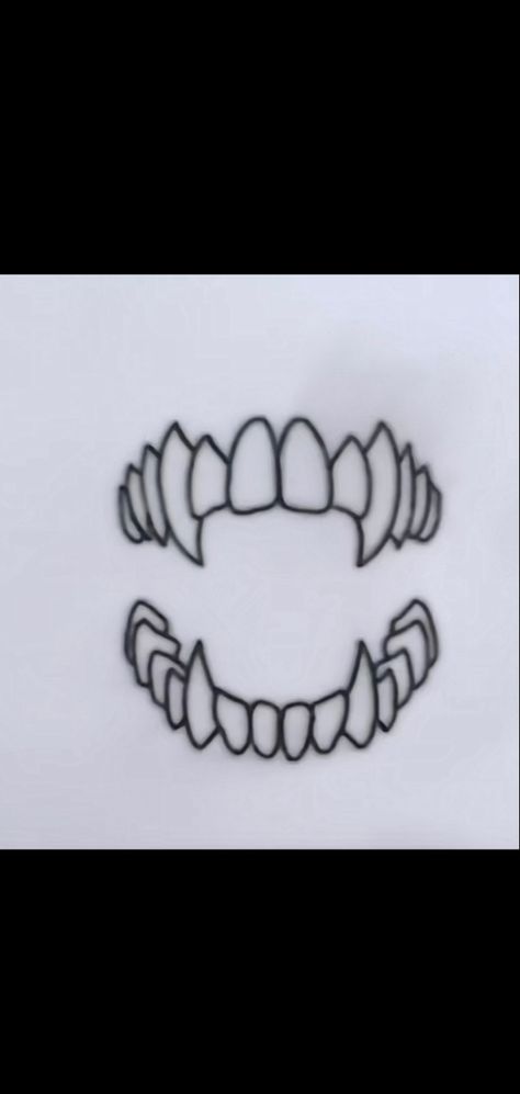 Vampire Teeth Tattoo Design, Knee Tattoo Men Stencil, Vampire Tattoo Stencil, Tattoo Of Mouth, Emo Tattoo Ideas For Men, Vampire Tooth Tattoo, Vampire Teeth Tattoo Simple, Easy Knee Tattoo, Simple Alternative Tattoos