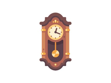 Grandfather clock by Ivan Dubovik Ivan Dubovik, Furniture Illustration, Clock Games, Clock Drawings, Flat Art, Clock Icon, Geometric Shapes Art, Object Drawing, Adobe Illustrator Tutorials