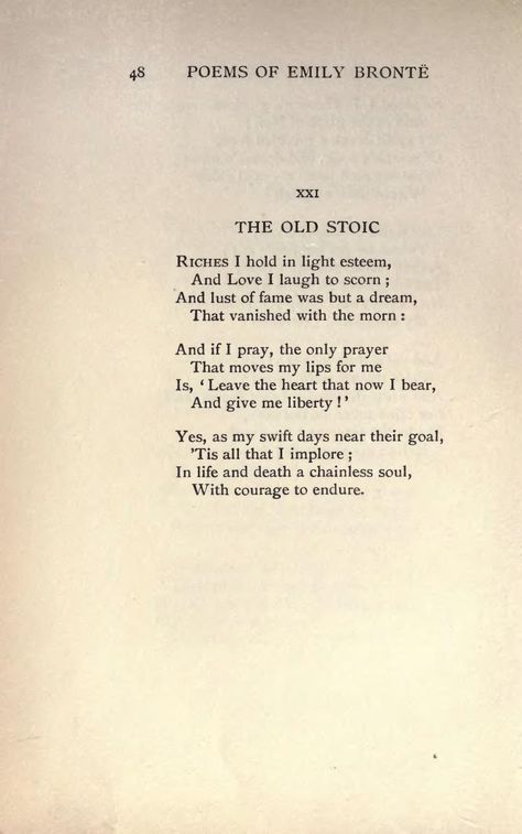 The Old Stoic Charlotte Bronte Poems, Old English Poetry, Emily Bronte Poems, Bronte Poems, Old Poems, Literature Poems, Poems By Famous Poets, Brontë Sisters, Old Poetry