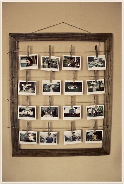 picture frame with wire - great way to display Christmas cards too! Stylish Photo Frames, Diy Projektit, בר מצווה, Decoration Originale, Recycled Crafts, Diy Photo, Photo Displays, Cool Ideas, Crafty Ideas