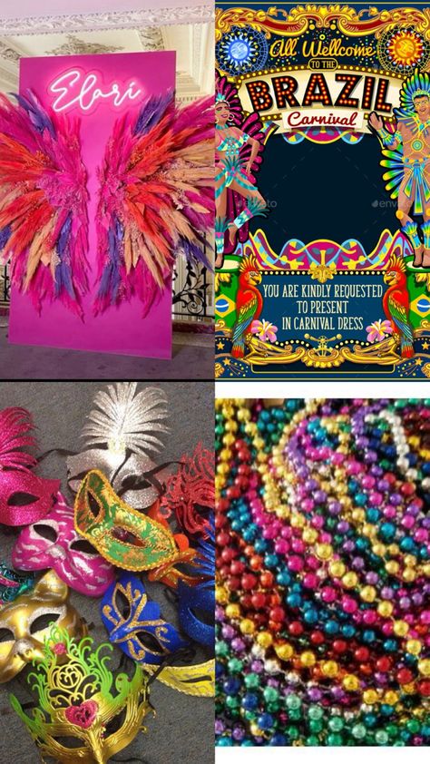 Carnaval Party Theme, Caribbean Carnival Party, Carnaval Party Decoration, Tropical Carnival Theme Party, Carribean Carnival Theme Party, Rio Hoco Theme, Brazil Birthday Party, Carnaval Party Ideas, Brazil Party Decorations