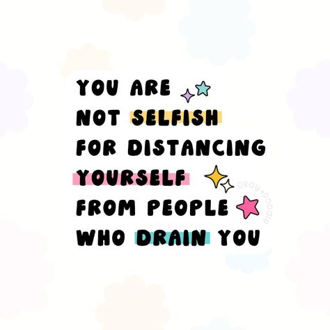 💛 You are not selfish for distancing yourself from people who drain you. Protect your energy and well-being. . . #selfcareisnotselfish #protectyourpeace Distancing Yourself Quotes, Low Energy Quotes, People Are So Selfish Quotes, Distancing Yourself From People, People Are Draining, Kawaii Positivity, People Who Drain Your Energy, Protecting Energy, Drained Quotes