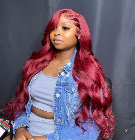 Frontal Wig Hairstyles, Hd Lace Frontal, Lace Frontal Wigs, Frontal Hairstyles, Red Wigs, Front Hair Styles, Burgundy Hair, Dope Hairstyles, Body Wave Wig