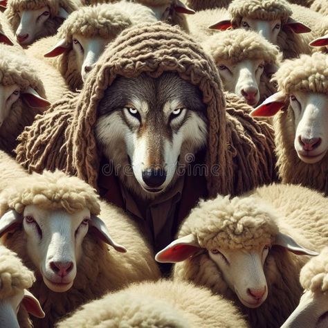 Flock Sheep Wolf Stock Illustrations – 113 Flock Sheep Wolf Stock Illustrations, Vectors & Clipart - Dreamstime Wolf Among Sheep, Wolf Wearing Sheep Skin, A Wolf In Sheep's Clothing, Wolf In Sheep’s Clothing, Wolves In Sheeps Clothing, Wolf And Sheep, Wolf Sheep, Wolves Photography, Sheep In Wolves Clothing