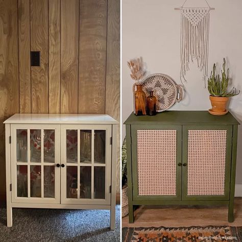 DIY Beautiful Boho Cabinet Makeover Idea | Hometalk Boho Cabinet, Thrift Flip Furniture, Cane Cabinet, Flipped Furniture, Thrifted Furniture, Flip Furniture, Diy Furniture Flip, Upcycle Furniture, Pallet House