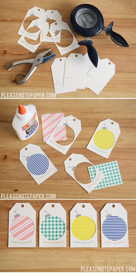 Scrap Paper Ornament Gift Tags! - These are so cute! I am going definitely going to do this for Christmas tags. What a brilliant idea and so simple! Ornament Gift Tags, Free Printable Gifts, Free Printable Gift Tags, 카드 디자인, Tag Ideas, Navidad Diy, Paper Ornaments, Gift Tags Printable, Gift Wrapping Ideas