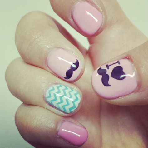 Mustache & Chevron nails! Using stamps. 2014 Mustache Aesthetic, Tumblr Nails 2014, 2014 Nails Tumblr, 2010 Nails, 2012 Nails, Mustache Wallpaper, 2013 Nails, Mustache Nails, 2014 Nails