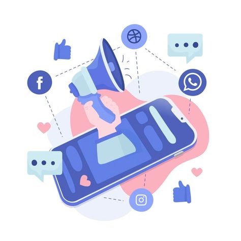 Facebook post illustration of notificati... | Free Vector #Freepik #freevector #facebook #social-media #instagram #illustrations Facebook Illustration, Social Media Illustration, Post Illustration, Flat Character Design, Social Media Background, Social Media Day, Media Background, Social Media Graphic Design, Media Graphic Design