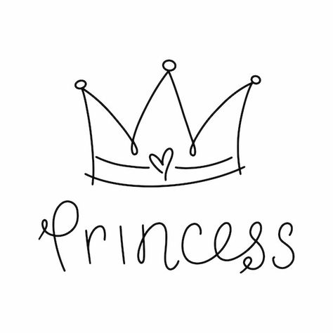 Princess Tiara Drawing, Disney Logo Art, Line Art Crown, Princess Logo Design, Princess Tiara Tattoo, Princess Crown Vector, Crown Line Art, Princess Crown Tattoo, Princess Crown Drawing