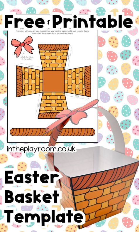 8 Cute DIY Easter Baskets with Free Printable Templates - In The Playroom Flower Basket Craft, Paper Basket Craft, Easter Basket Template, Paper Easter Basket, Mother's Day Basket, Easter Basket Themes, Printable Easter Activities, Little Baskets, Easter Basket Crafts