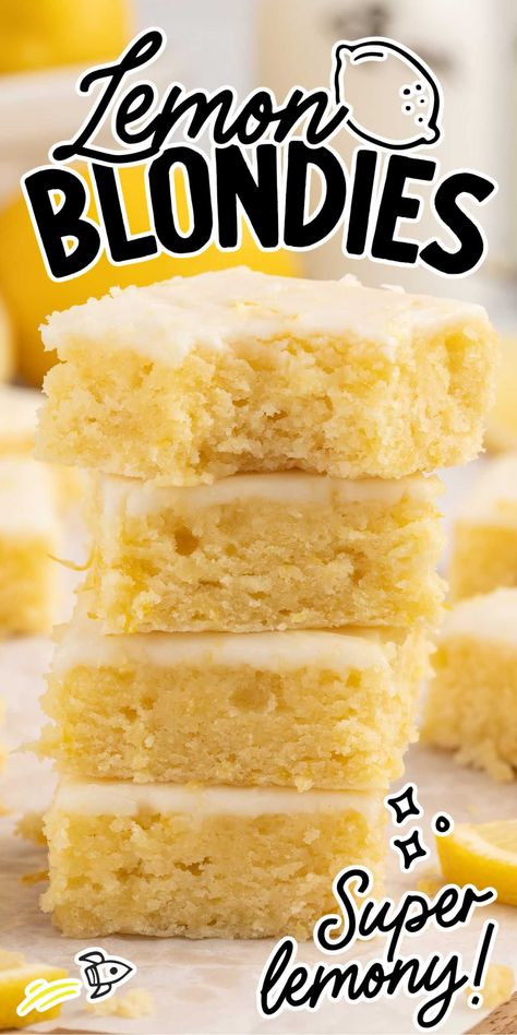 Fresh Lemon Recipes, Lemon Desserts Bars, Fruit Deserts, Lemon Cake Bars, Lemon Blondies, Lemon Bar Cookies, Martini Party, Lemon Bars Easy, Lemon Brownies