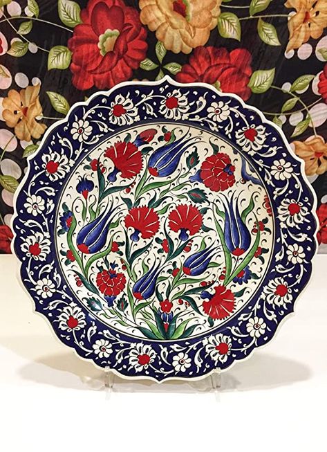 Turkish Plates On Wall Decor, Turkish Wall Decor, Turkish Ceramic Plates, Paintings On Plates, Plate Art Wall, Wall Decor Plates, Wall Hanging Plates, Turkish Plates, Turkish Pottery