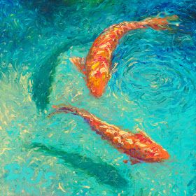 Night Ocean Painting, Silver Canvas Art, Abstract Fish Painting, Garden Oil Painting, Post Impressionism Art, Night Ocean, Koi Painting, Cocoppa Wallpaper, Animal Canvas Art