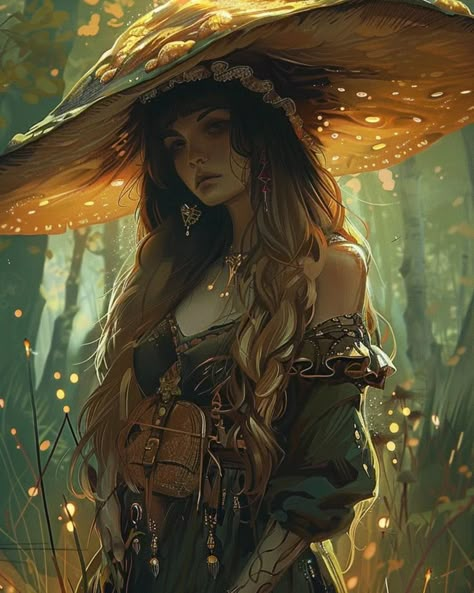 Dark fantasy mushroom witch in the forest. #darkfantasy #art #fantasy #dnd #dungeonsanddragons #witch #woman #beautiful #ai #midjourneyart #midjourney #aiart #nature #cottagecore #goblincore Mother Nature Character Design, Druids Dnd, Female Druid Art, Female Druid Dnd, Dnd Druid Female, Druid Fantasy Art, Druid Aesthetic Dnd, Cottagecore Character Design, Dnd Witch Character