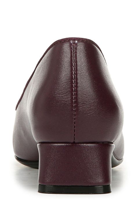 Gleaming hardware highlights the envelope-flap vamp of this block-heel pump shaped by a snipped pointed toe. Synthetic upper/textile lining/synthetic sole Imported Dressy Flats Shoes, Comfortable Dress Shoes For Women, Wide Width Shoes For Women, Low Block Heel Pumps, Comfortable Dress Shoes, Dressy Flats, Womens Low Heels, Low Heel Wedges, Low Heel Pumps