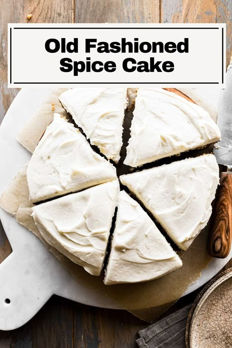 Old Fashioned Spice Cake Recipe, Homemade Spice Cake Recipe, Homemade Spice Cake, Maple Buttercream Frosting, Spice Cake Recipe, Autumn Spices, Maple Buttercream, Snacking Cake, Cravings Recipes